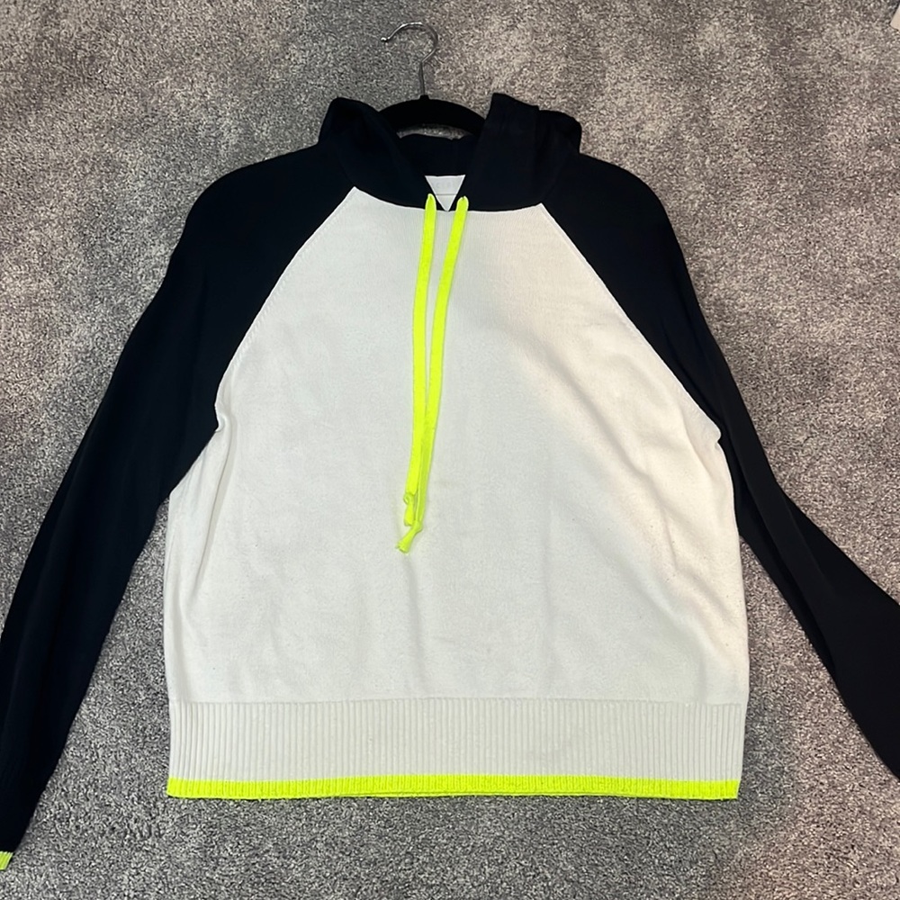Decker Luxe Black, White, with neon yellow strings sweater hoodie